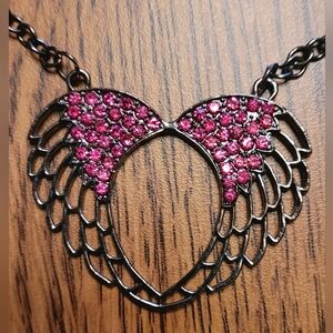 Black And Pink Angel Wing Necklace From Hot Topic